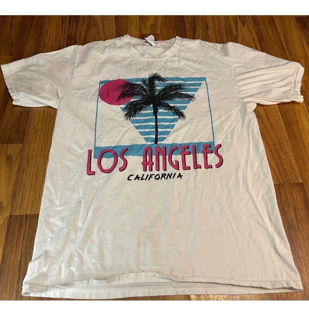 Port & Company Los Angeles California Palm Tree Graphic T-Shirt Mens Medium